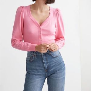 & Other Stories Pink Cropped Cardigan